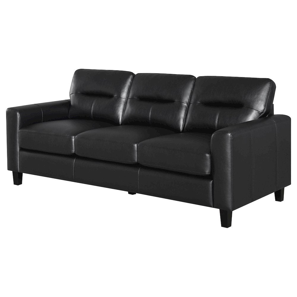 Scotland Faux Leather Upholstered Track Arm Sofa Black