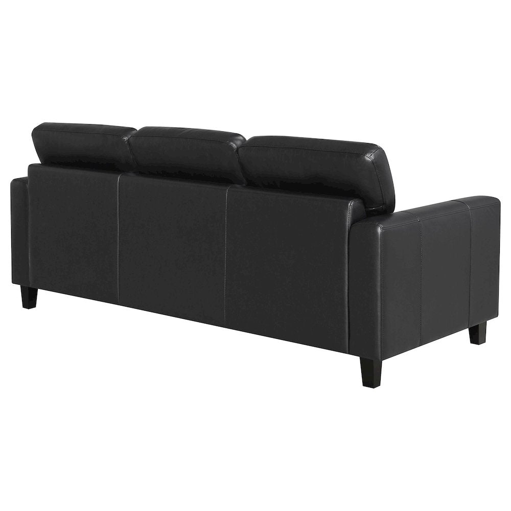 Scotland Faux Leather Upholstered Track Arm Sofa Black