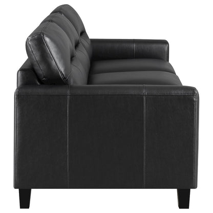 Scotland Faux Leather Upholstered Track Arm Sofa Black