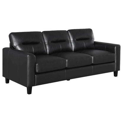 Scotland 2-piece Faux Leather Upholstered Sofa Set Black