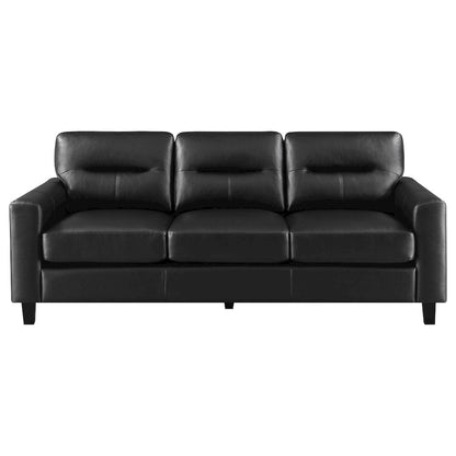 Scotland 2-piece Faux Leather Upholstered Sofa Set Black