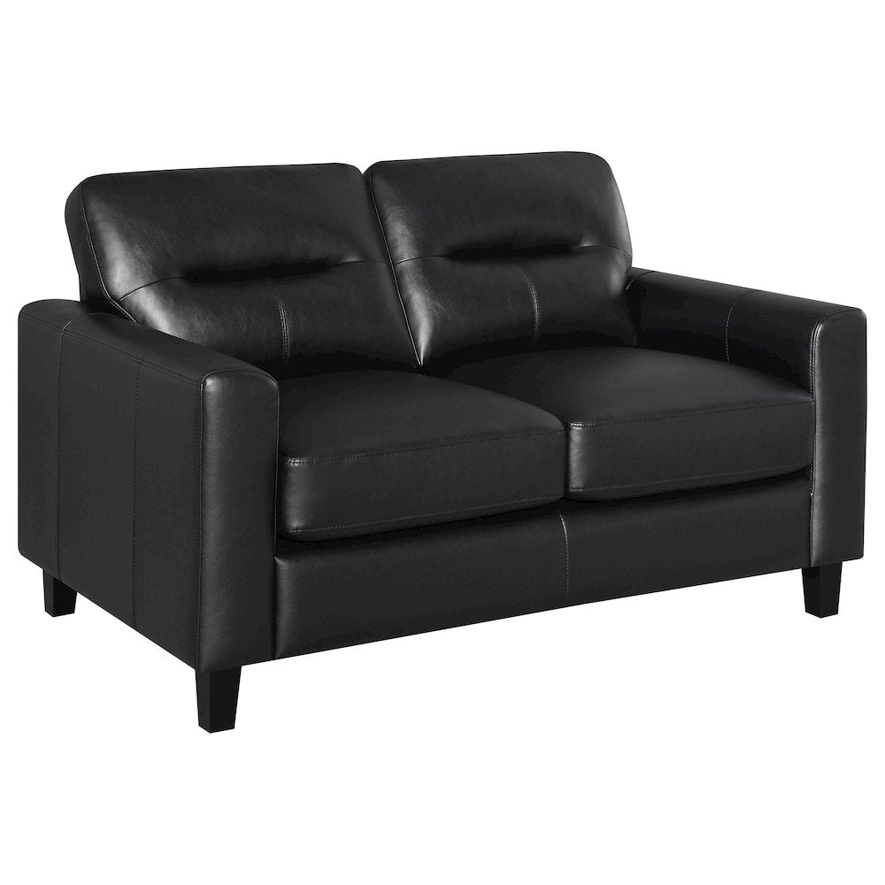 Scotland 2-piece Faux Leather Upholstered Sofa Set Black