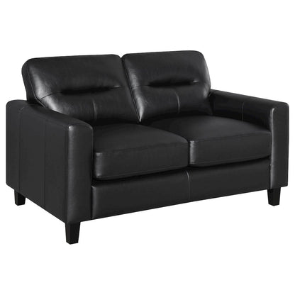 Scotland 2-piece Faux Leather Upholstered Sofa Set Black