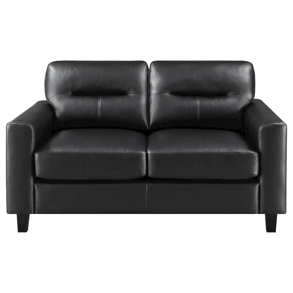 Scotland 2-piece Faux Leather Upholstered Sofa Set Black