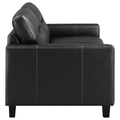 Scotland 2-piece Faux Leather Upholstered Sofa Set Black
