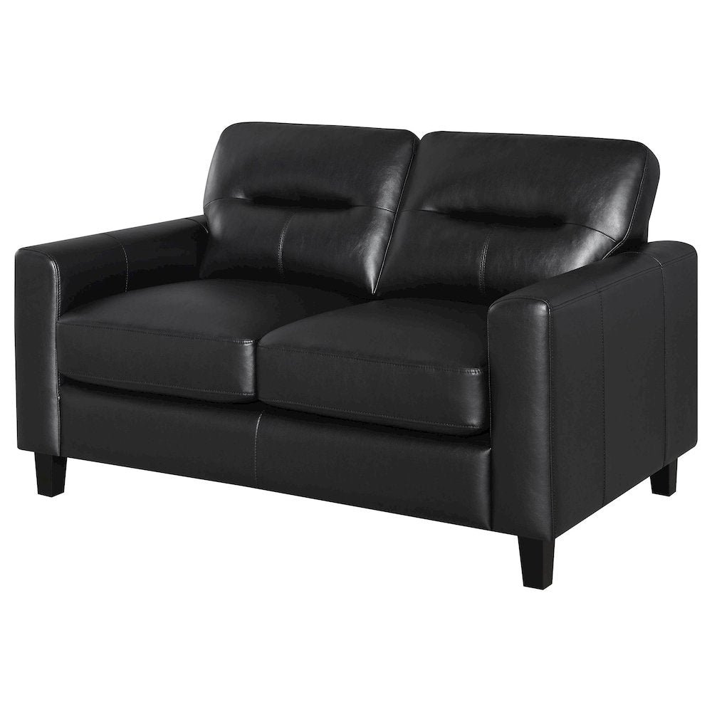 Scotland Faux Leather Upholstered Track Arm Loveseat Black