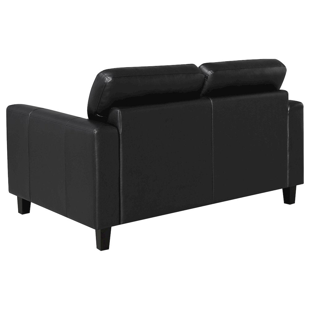 Scotland Faux Leather Upholstered Track Arm Loveseat Black