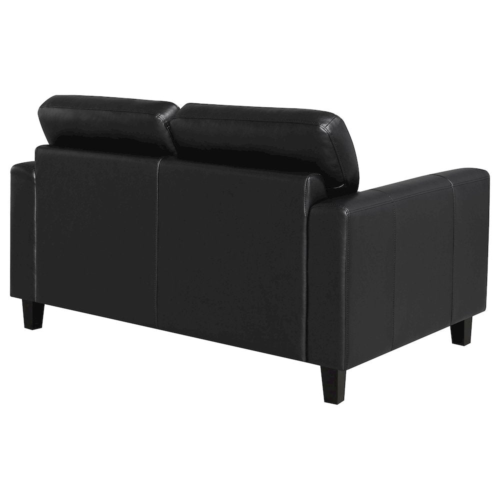 Scotland Faux Leather Upholstered Track Arm Loveseat Black