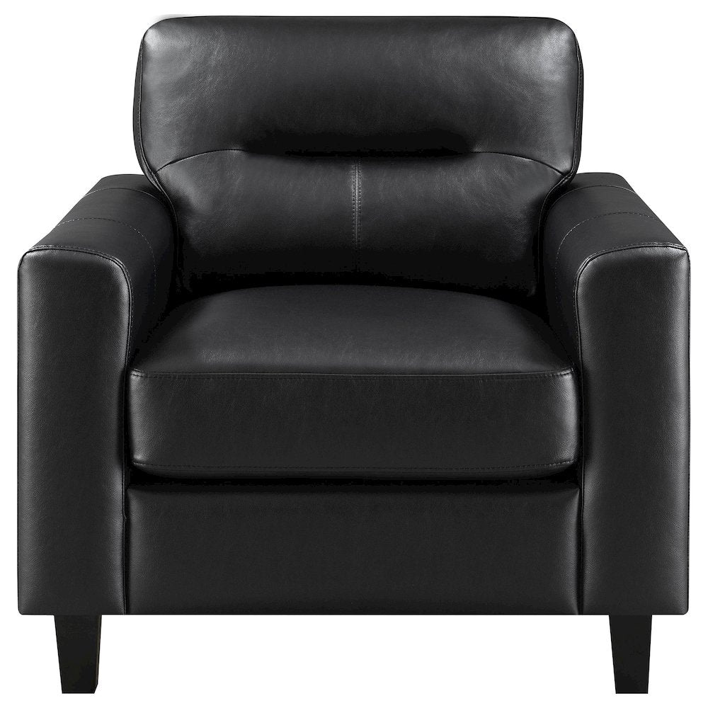 Scotland Faux Leather Upholstered Track Arm Chair Black