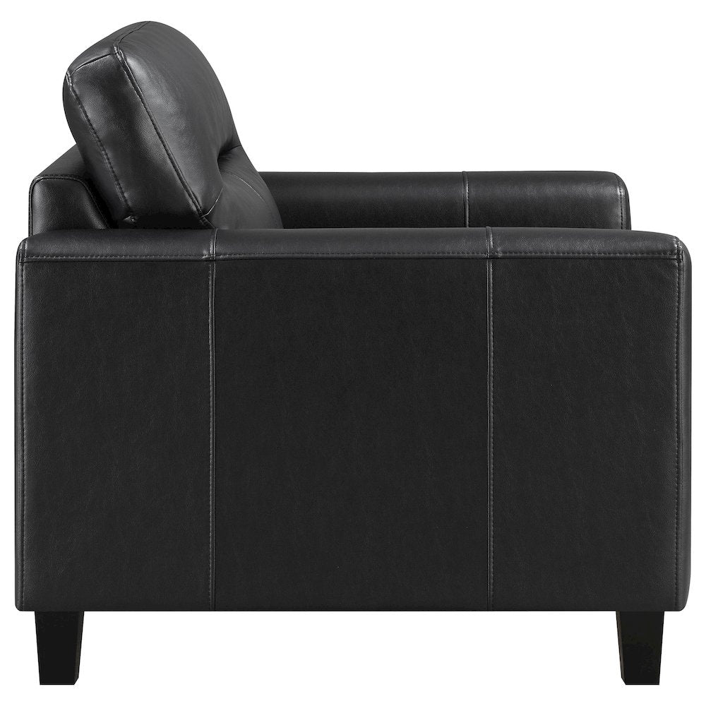 Scotland Faux Leather Upholstered Track Arm Chair Black
