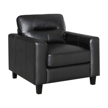 Faux Leather Track Arm Accent Chair, Transitional Comfy Reading Chairs, Black