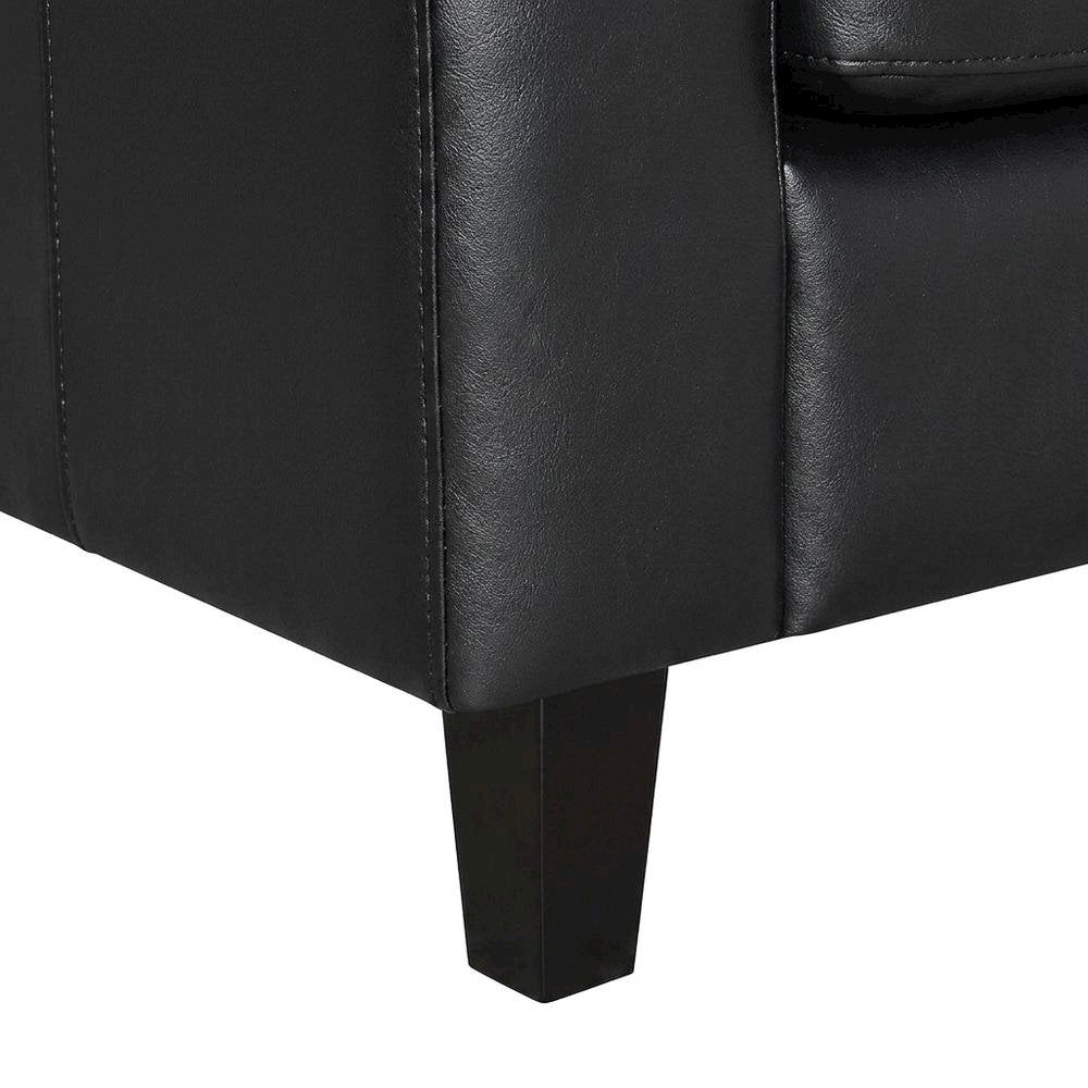 Faux Leather Track Arm Accent Chair, Transitional Comfy Reading Chairs, Black
