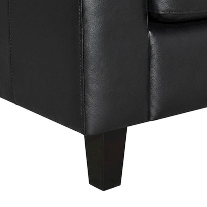 Faux Leather Track Arm Accent Chair, Transitional Comfy Reading Chairs, Black