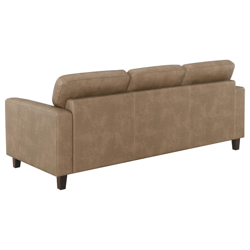 Scotland Faux Leather Upholstered Track Arm Loveseat Brown