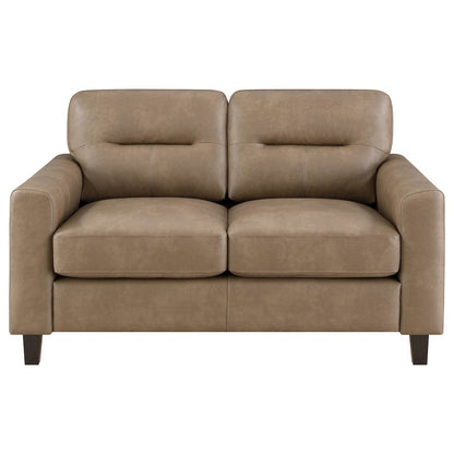 Scotland 3-piece Faux Leather Upholstered Sofa Set Brown