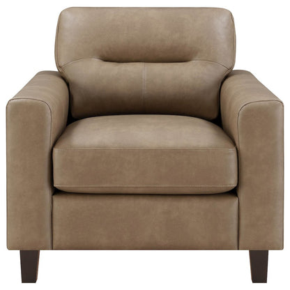 Scotland 3-piece Faux Leather Upholstered Sofa Set Brown