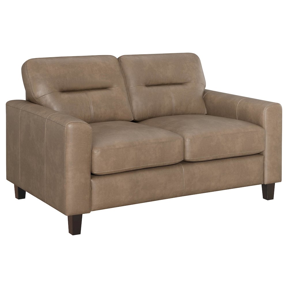 Scotland Faux Leather Upholstered Track Arm Chair Brown