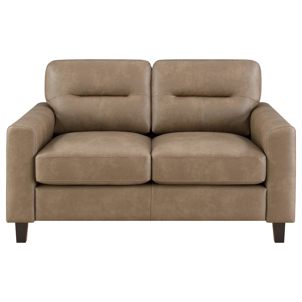 Scotland Faux Leather Upholstered Track Arm Chair Brown