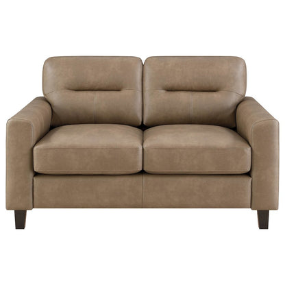 Scotland Faux Leather Upholstered Track Arm Chair Brown