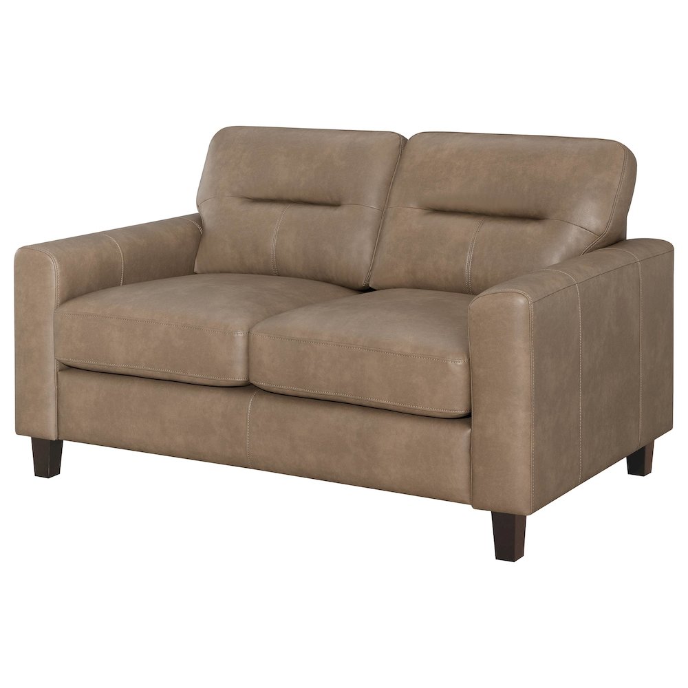 Scotland Faux Leather Upholstered Track Arm Chair Brown