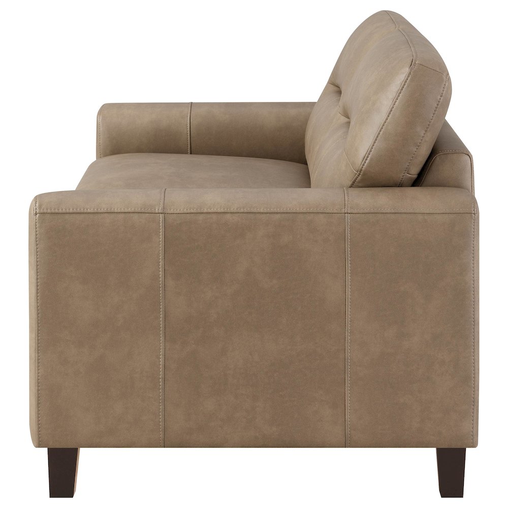 Scotland Faux Leather Upholstered Track Arm Chair Brown