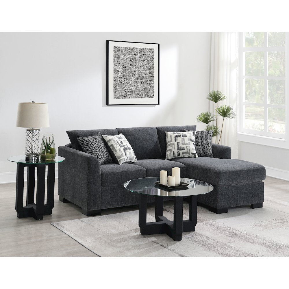 Storey Upholstered Sleeper Sectional Chaise Sofa Dark Grey