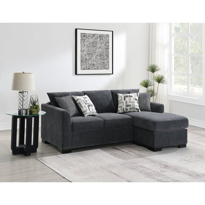Storey Upholstered Sleeper Sectional Chaise Sofa Dark Grey