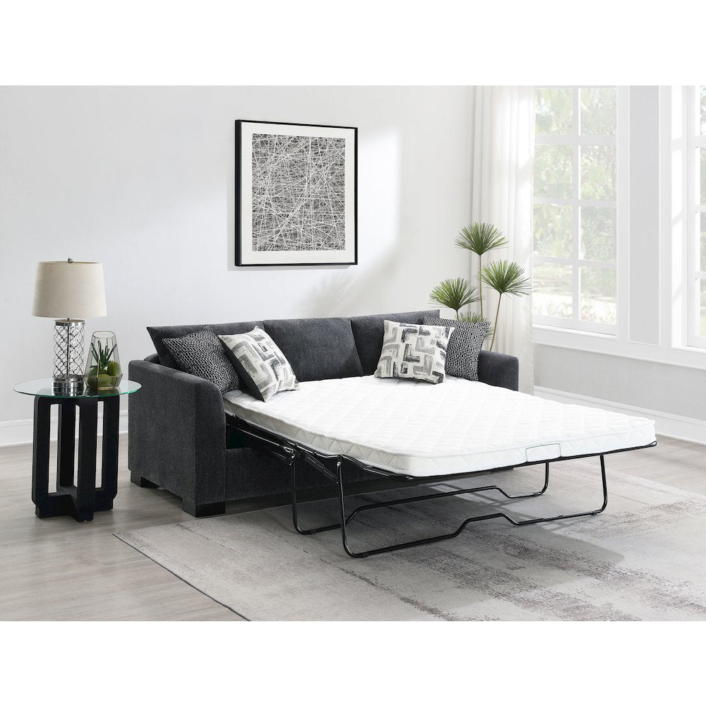 Storey Upholstered Sleeper Sectional Chaise Sofa Dark Grey