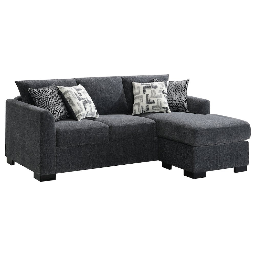 Storey Upholstered Sleeper Sectional Chaise Sofa Dark Grey