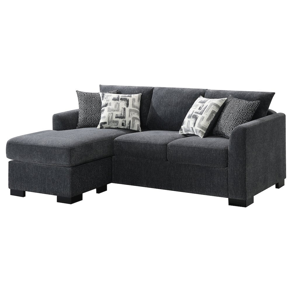 Storey Upholstered Sleeper Sectional Chaise Sofa Dark Grey