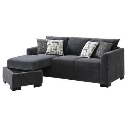 Storey Upholstered Sleeper Sectional Chaise Sofa Dark Grey