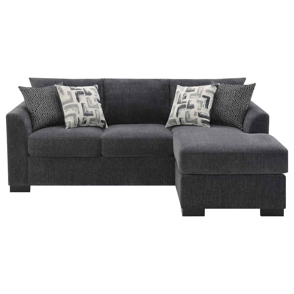 Storey Upholstered Sleeper Sectional Chaise Sofa Dark Grey