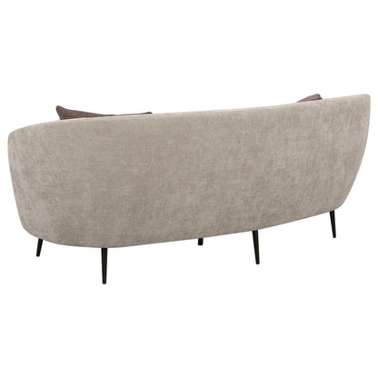 Ellorie Upholstered Channel Back Curved Sofa Beige