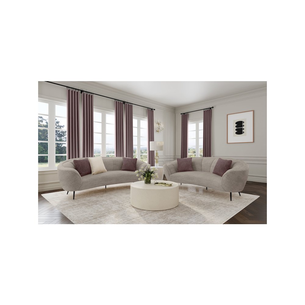 Ellorie 2-piece Upholstered Curved Sofa Set Beige