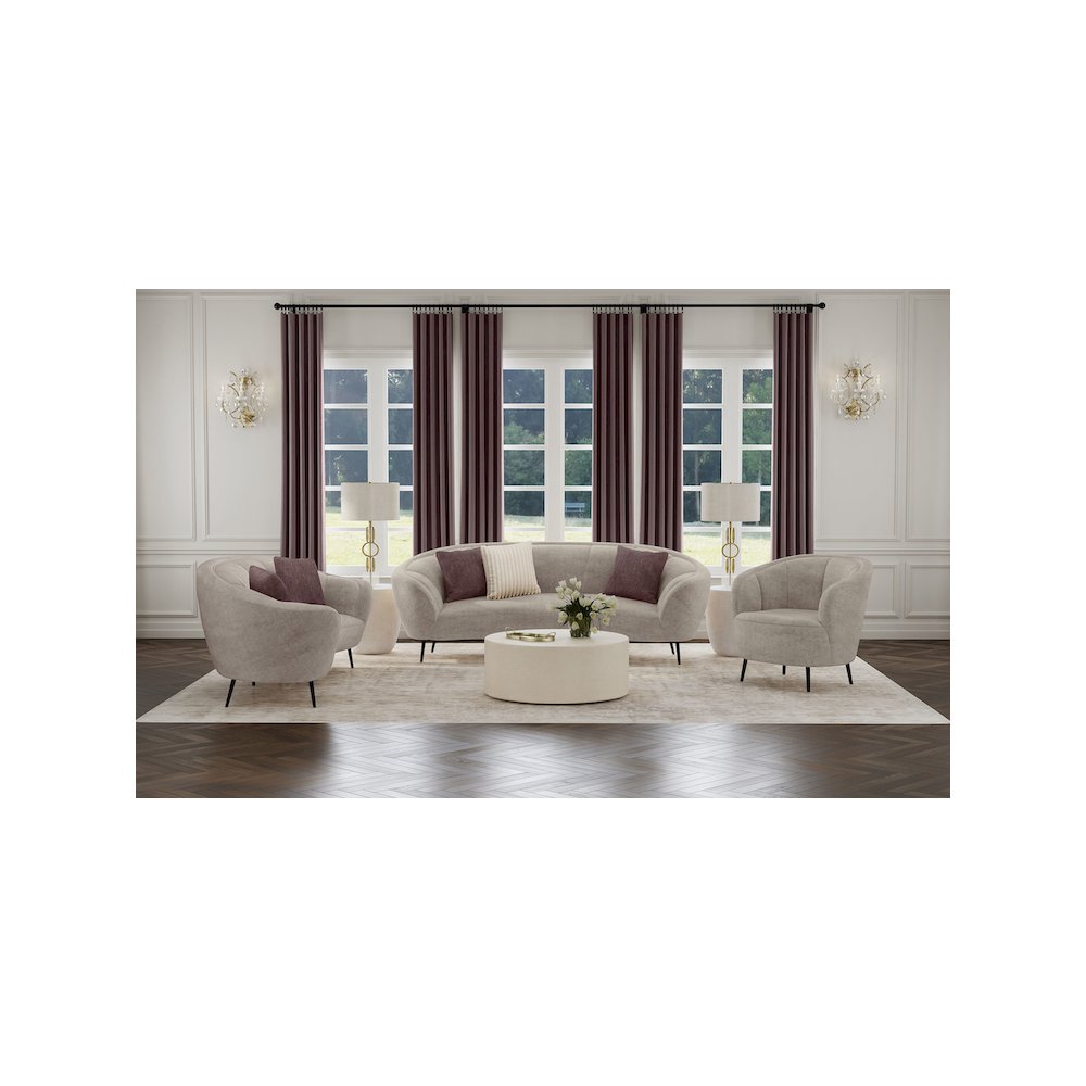 Ellorie Upholstered Channel Back Curved Loveseat Beige