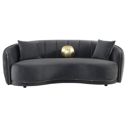 Brookside 2-piece Velvet Upholstered Sofa Set Dark Grey