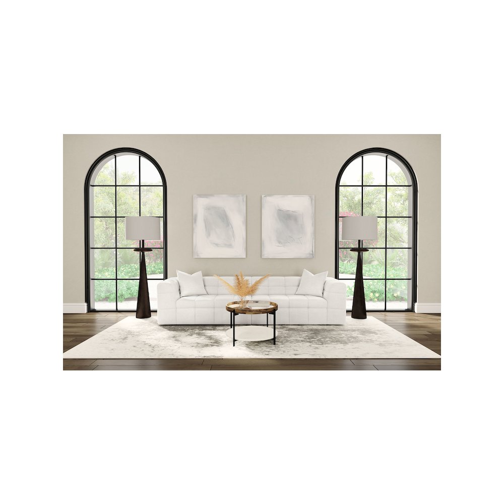 Everly Boucle Upholstered Extra Long Sofa Off White