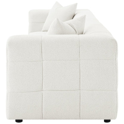Everly Boucle Upholstered Extra Long Sofa Off White