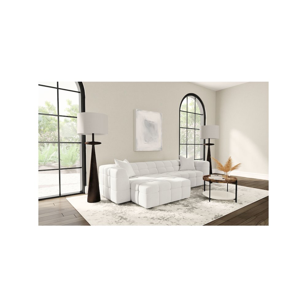 Everly Boucle Upholstered Extra Long Sofa Off White
