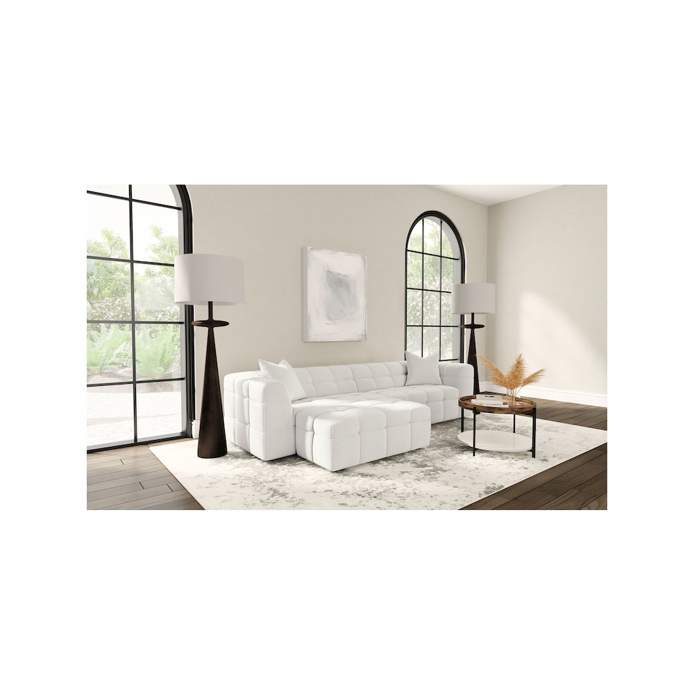 Everly Boucle Upholstered Rectangular Ottoman Off White