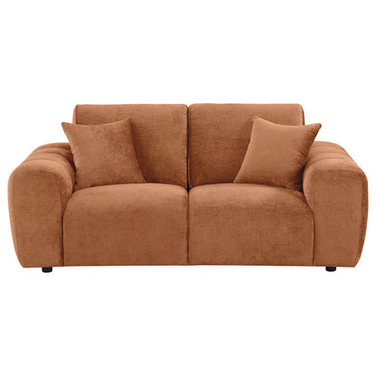 Burnett Chenille Upholstered Wide Arm Loveseat Burnt Orange