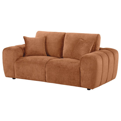 Burnett Chenille Upholstered Wide Arm Loveseat Burnt Orange