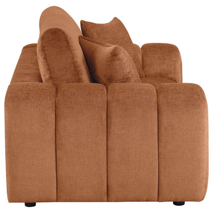 Burnett Chenille Upholstered Wide Arm Loveseat Burnt Orange