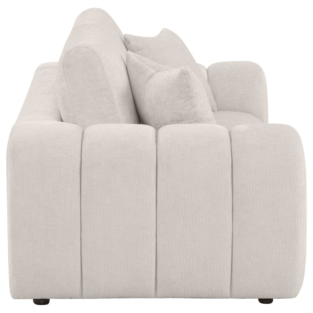Burnett Chenille Upholstered Wide Arm Loveseat Ivory