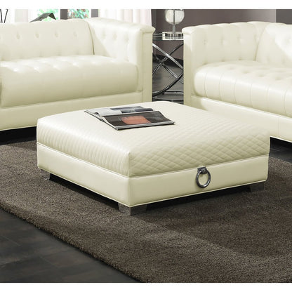 Chaviano Square Upholstered Ottoman Pearl White
