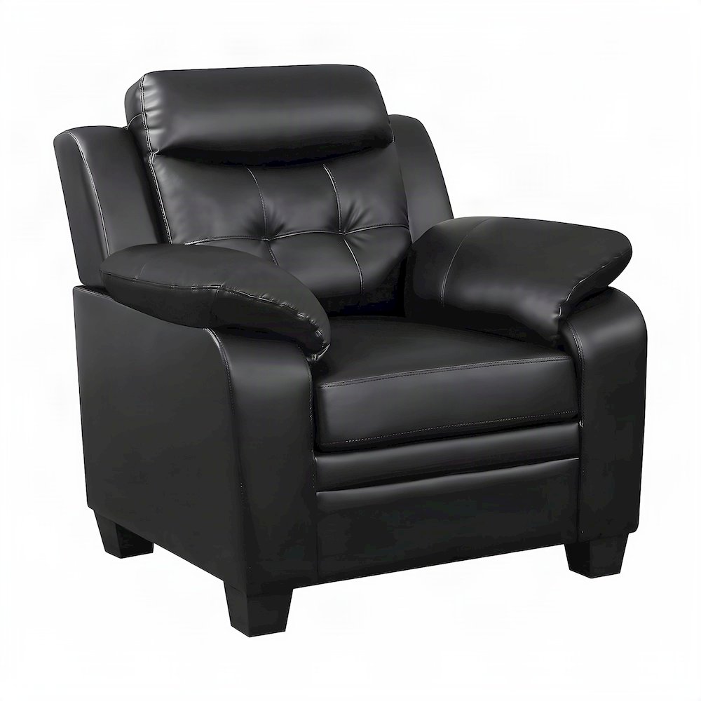 Polyester-Upholstered Tufted Accent Chair with Padded Arms, Contemporary, Black