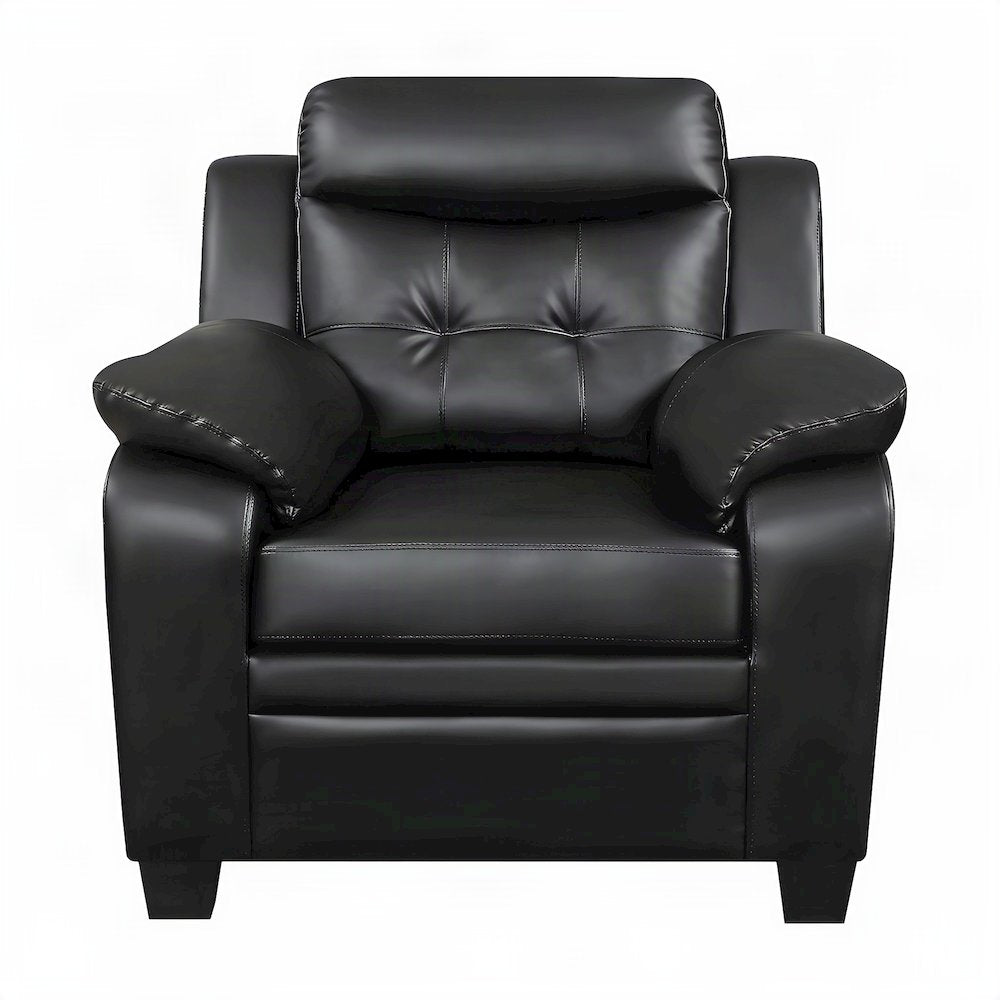 Polyester-Upholstered Tufted Accent Chair with Padded Arms, Contemporary, Black