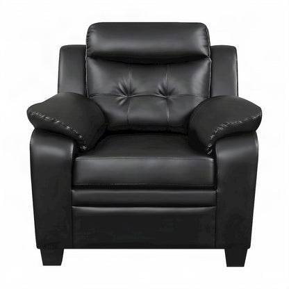 Polyester-Upholstered Tufted Accent Chair with Padded Arms, Contemporary, Black