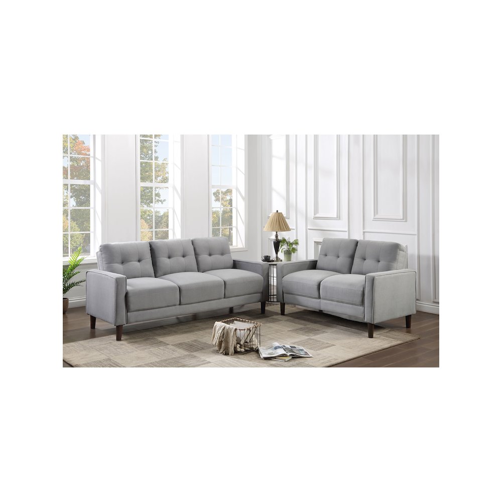 Bowen 2-piece Upholstered Track Arm Tufted Sofa Set Grey