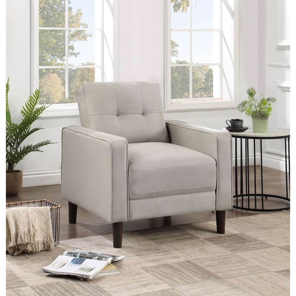 Bowen Upholstered Track Arm Tufted Accent Chair Beige